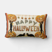 ヴィンテージハロウィンと黒猫とジャックランタン ランバークッション (裏面)