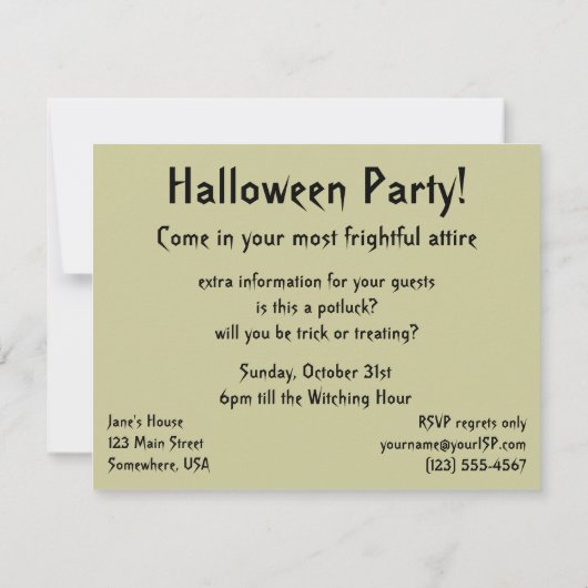 ヴィンテージハロウィンのかわいい黒猫カボチャ 招待状 (裏面)