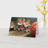 ヴィンテージハロウィンのカスタマイズ可能な子供用カボチャカード カード (黄色い花)