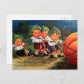 ヴィンテージハロウィンの子供とカボチャのはがき シーズンポストカード (正面/裏面)