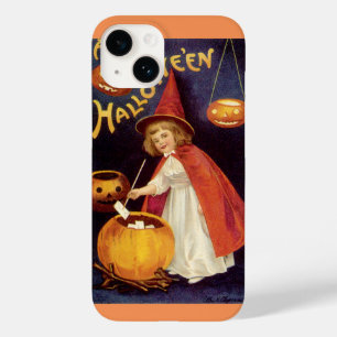 ヴィンテージハロウィンの手紙を持つかわいい女の子の魔法使い Case-Mate iPhone 14ケース