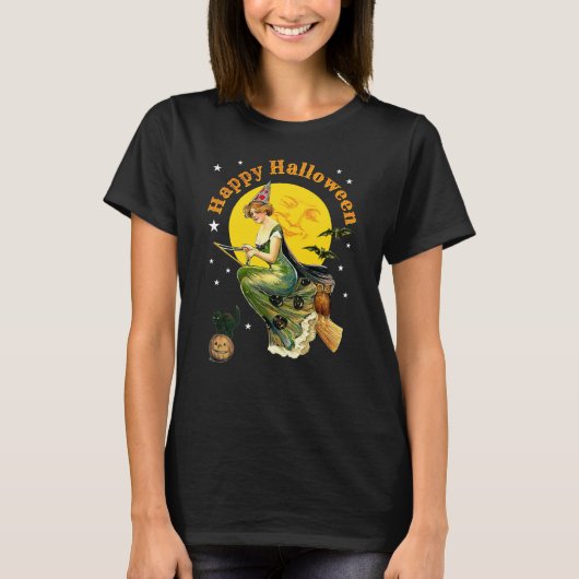 ヴィンテージハロウィンの魔女 Tシャツ (正面)