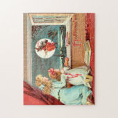 ヴィンテージハロウィンウィッチとブロムスティック ジグソーパズル (縦)