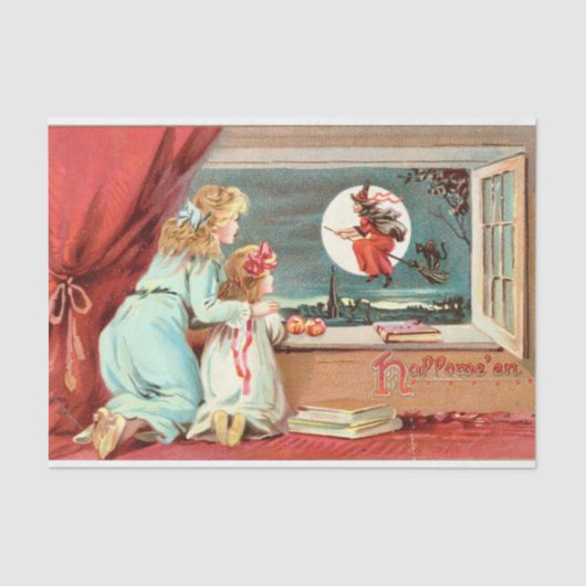 ヴィンテージハロウィンウィッチとブロムスティック 薄葉紙 (正面)