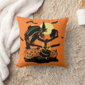 ヴィンテージハロウィンウィッチオンフェンス装飾用クッション クッション (ブランケット)