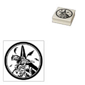 ヴィンテージハロウィンウィッチカボチャとフクロウ ラバースタンプ (押印)