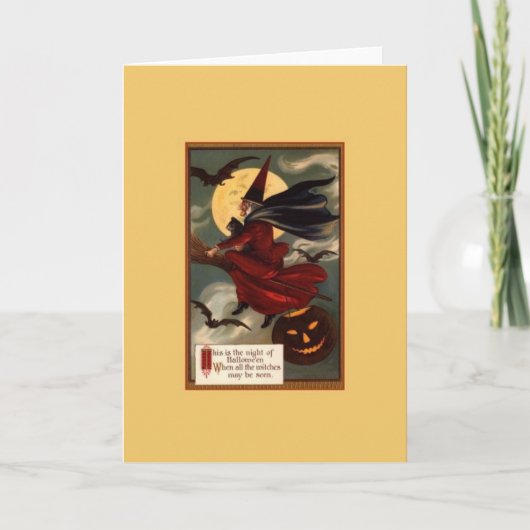 ヴィンテージハロウィンウィッチグリーティングカード カード (正面)