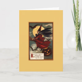 ヴィンテージハロウィンウィッチグリーティングカード カード