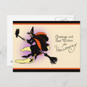 ヴィンテージハロウィンウィッチグリーティング ポストカード (正面/裏面)