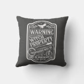 ヴィンテージハロウィンウィッチホカスポカス警告標識 クッション (裏面)