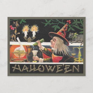 ヴィンテージハロウィンウィッチミキシング魔法ポーション ポストカード