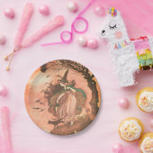 ヴィンテージハロウィンウィッチ&ブラックキャット紙プレート ペーパープレート (パーティー)