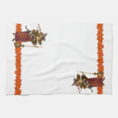 ヴィンテージハロウィンウィッチwキャットタオル キッチンタオル (横)