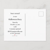 ヴィンテージハロウィンオレンジムーン飛んでいるこうもり インビテーションポストカード (裏面)