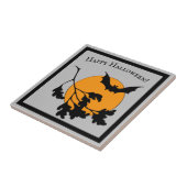 ヴィンテージハロウィンオレンジムーン飛んでいるこうもり タイル (側面)