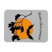 ヴィンテージハロウィンオレンジムーン飛んでいるこうもり マグネット (横)