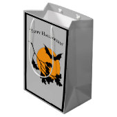 ヴィンテージハロウィンオレンジムーン飛んでいるこうもり ミディアムペーパーバッグ (裏面アングル)