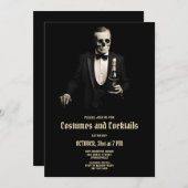 ヴィンテージハロウィンカクテルとコスチューム招待状 シーズンカード (正面/裏面)