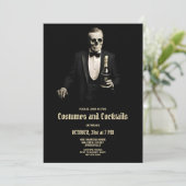 ヴィンテージハロウィンカクテルとコスチューム招待状 シーズンカード (スタンド正面)