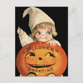 ヴィンテージハロウィンカボチャとキッド葉書 シーズンポストカード