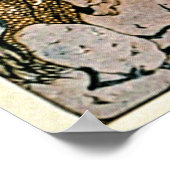 ヴィンテージハロウィンカボチャとブローム付き魔女 ポスター (角)