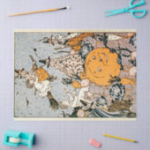 ヴィンテージハロウィンカボチャとブローム付き魔女 薄葉紙 (クラフト)