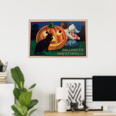 ヴィンテージハロウィンカボチャと子供のパーティーポスター ポスター (ホームオフィス)
