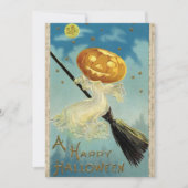 ヴィンテージハロウィンカボチャの魔女オンザブロム (正面)