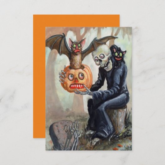 ヴィンテージハロウィンカボチャ墓地不気味おもしろい (正面/裏面)