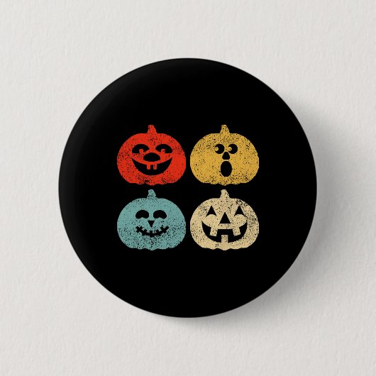 ヴィンテージハロウィンカボチャ女性 缶バッジ (正面)