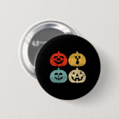 ヴィンテージハロウィンカボチャ女性 缶バッジ (正面&裏面)