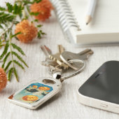 ヴィンテージハロウィンカボチャ幽霊と黒猫 キーホルダー (側面)