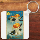 ヴィンテージハロウィンカボチャ幽霊と黒猫 キーホルダー (裏面)