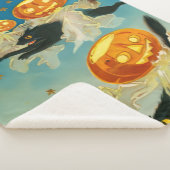 ヴィンテージハロウィンカボチャ幽霊と黒猫 シェルパブランケット (3/4)