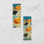 ヴィンテージハロウィンカボチャ幽霊と黒猫 スキニー名刺 (正面/裏面)