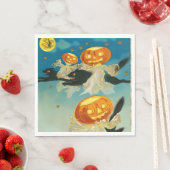 ヴィンテージハロウィンカボチャ幽霊と黒猫 スタンダードランチョンナプキン (インサイチュ)