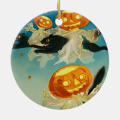 ヴィンテージハロウィンカボチャ幽霊と黒猫 セラミックオーナメント (裏面)