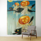 ヴィンテージハロウィンカボチャ幽霊と黒猫 タペストリー (インサイチュ)