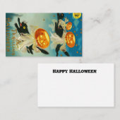 ヴィンテージハロウィンカボチャ幽霊と黒猫 プレイスカード (正面/裏面)