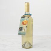 ヴィンテージハロウィンカボチャ幽霊と黒猫 ボトルネックタグ (アングル)