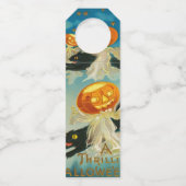 ヴィンテージハロウィンカボチャ幽霊と黒猫 ボトルネックタグ (裏面)