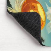 ヴィンテージハロウィンカボチャ幽霊と黒猫 マウスパッド (コーナー)