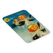 ヴィンテージハロウィンカボチャ幽霊と黒猫 マグネット (右側)