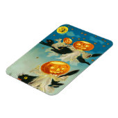 ヴィンテージハロウィンカボチャ幽霊と黒猫 マグネット (左側)