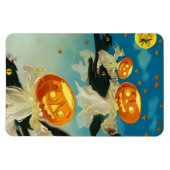 ヴィンテージハロウィンカボチャ幽霊と黒猫 マグネット (横)