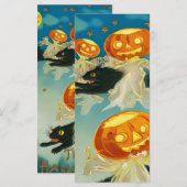 ヴィンテージハロウィンカボチャ幽霊と黒猫 メニュー (正面/裏面)