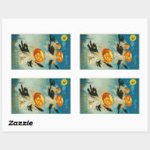 ヴィンテージハロウィンカボチャ幽霊と黒猫 長方形シール (シート)