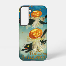 ヴィンテージハロウィンカボチャ幽霊と黒猫 SAMSUNG GALAXY S22ケース