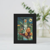 ヴィンテージハロウィンカボチャ幽霊葉書 ポストカード (スタンド正面)