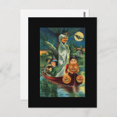 ヴィンテージハロウィンカボチャ幽霊葉書 ポストカード (正面/裏面)